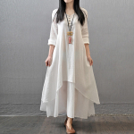 Uued naiste vintage &uuml;hev&auml;rvilised pikkade varrukatega V-kaelusega taskud Maxi kleit tuunika Kaftan XXXXXL