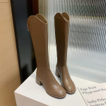 Vintage naiste kitsad p&otilde;lvp&uuml;ksid Moodsad tagumised lukuga kingad S&uuml;gis Talv Paks konts Naiste venivad Moodsad pikad saapad 35 khaki