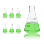 Klaasist Erlenmeyeri kolvikomplekt, 500 ml kitsasuu, 6 tk borosilikaat 3.3 koonilised kolvid labori jaoks tr&uuml;kitud m&auml;rgistusega <500ml