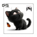 Must Kass Liblikas Tualetikleebis Veekindel Eemaldatav Isekleepuv PVC Elutuba Vannituba Seinakunst Koomiks Kutsikas Tualettpoti Kaane Dekoratsioon must