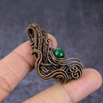 Emerald(Simulated) Gemstone Handmade Copper Wire Wrap Pendant 1.97 d5z99