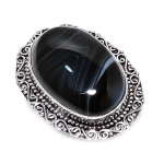 Banded Agate Handmade 925 Sterling Silver Jewelry Ring Size 7 f9s93