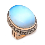 Milky Opal Gemstone Handmade Copper Jewelry Ring Size 8.5 m5u69