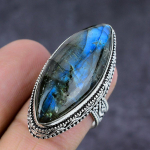 Blue Fire Labradorite Handmade 925 Sterling Silver Gift Jewelry Ring S. 7.5 q3f88