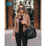 S-5XL naiste &uuml;hev&auml;rviline jakk Pu-nahast professionaalne moodne nahktagi XL khaki