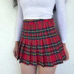 Scione Harajuku Tartan Pink Naiste seelik Ruuduline plisseeritud seelikud Mini tantsuseelikud Keskkooli seelikud XS punane