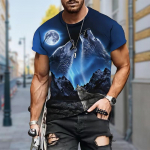 Uus Suvine Meeste Moe T-s&auml;rk Personality Wolf Printed Meeste T-s&auml;rk Top XS sinine