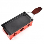 Mini juustuga raclette-k&uuml;&uuml;nlad mittenakkuva kattega spaatliga, k&uuml;psetuskomplekt, soojendusega k&uuml;psetusplaat, kokkupandav k&auml;epide, mittenakkuva juustu komplekt steel handle
