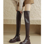 Euroopa ei saa seista &uuml;le p&otilde;lve pikkade saapastega, Spice Girl'i temperamendiga &uuml;mara ninaga paksu tallaga elastsete &otilde;hukeste saabastega talv 2024 uus 40 tumepruun v&auml;rv