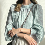 Moodsad Uued pikkade varrukatega vabaaja s&auml;rgid Naiste pitstopid Elegantne statiivikrae Slim Fit lahtised naiste pluusid Vintage t&auml;islilledega &scaron;ifoonist naistes&auml;rk 26363 L
