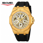 SKMEI Mehaaniline Kell Meestele Tippbr&auml;nd Luksuslik Spordimehe K&auml;ekell Veekindel Automaatsed Mehaanilised Kellad Relogio Masculino silicone strap kuld