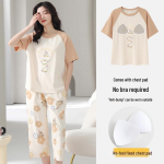 Suvine puuvillase v&auml;limusega pidžaamakomplekt v&auml;limiseks kandmiseks, rinnapatjadega Extra Large