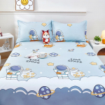 Puhast puuvillast multifilmimustriga voodilina madratsikaitsega lastele 150x200cm fitted sheet + 2 pillowcases