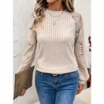 Naiste s&uuml;gis/talvine &uuml;mara kaelusega &otilde;&otilde;nestatud džemprid, pitsist ja pikkade varrukatega top L aprikoosi