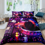 Kodu elamine Luksus 3D DJ K&otilde;rvaklapid Voodipesu komplekt Muusika Tekikate Padjap&uuml;&uuml;r Kuninganna ja Kuningas EL/USA/AU/UK Suurus Tekk Voodipesu EU single(135x200cm)