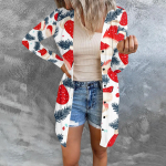 Naiste pikkade varrukatega retrotr&uuml;kiga &uuml;laosa, kerge p&otilde;hiline lahtine jakk kardigan vabaaja s&auml;rgid, j&otilde;ulud XXL