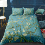 Mandel&otilde;is Van Goghi j&auml;rgi Tekikott Komplekt Lilleline &Otilde;ie Voodipesu Komplekt T&uuml;drukule P&otilde;hjamaade Tekikate Kuninganna Kuningas Suurus Voodipesu Komplekt 150x200cm 3pcs