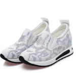 Platvormsneakerid Kevad S&uuml;gis Uued Valged Kingad Naiste Vee Teemant Madala P&otilde;hjaga Spordi Vabaajajalatsid Riidest Pealispinnaga Lauajalatsid 34