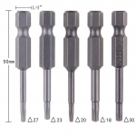 5 tk / komplekt magnetilise kolmnurkpeaga kruvikeeraja otsikud S2 terasest 1/4 kuuskant 50 mm