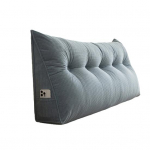 Voodipeatsipadi Velvetist Kolmnurkne Voodipeatsipadi K&uuml;lgtaskuga Ergonoomiline Seljatoepadi Diivanvoodi Padi Lugemiseks Istumiseks T&ouml;&ouml;tamiseks 120cm helesinine v&auml;rv