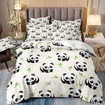 Laste multikalooma panda 3D digitaaltr&uuml;kiga voodipesu kolmeosaline komplekt cover 70 * 133 and 50 * 75 * 1