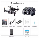 2025. aasta uus Mini V30 droon 4K professionaalne HD takistuste v&auml;ltimise &otilde;hufotograafia kahe kaameraga harjadeta neljarootoriga laste kingitusm&auml;nguasjalennuk Dual cameras 1 battery must