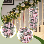 Light up Christmas Stair Swag Artificial Wreath, Decoration, Stairway for Party roosa