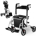 2-in-1 rehabilitation walker with a stroller function, foldable with a bag up to 136 kg