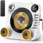 Lauale paigutatav CD-m&auml;ngija Bluetoothiga, HiFi kahekordse k&otilde;lariga, CD-m&auml;ngija puldiga, tolmukate, LCD-ekraan, unetaimer, USB/AUX/3,5 mm k&otilde;rvaklappide pesa valge
