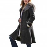 Naiste karusnahaga integreeritud keskmise pikkusega kapuutsiga jakk 5XL