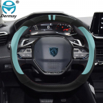 for New Peugeot 308 III 2022 Car Steering Wheel Cover Carbon fiber + Suede + PU Leather Non-slip Auto Accessories interior sinine