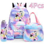 4 tk/komplekt Anime K-Pop tr&uuml;kitud seljakott, k&auml;ekott, pliiatsikott 750 ml veepudeliga teismelisele poisile/t&uuml;drukule, koolikott, suure mahutavusega raamatukott Mochila