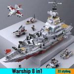 Suur suurus 6 IN 1 S&otilde;jaline Merev&auml;e s&otilde;jalaev Armee laevamudel S&otilde;jalaeva ehitusklotsid S&otilde;jaarmee paat lennukimudel M&auml;nguasjad poistele lastele