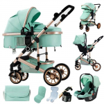 BAZARLAND30.Poussette Portable 3 en 1 pour B&eacute;b&eacute;, Cadre en Aluminium pour Nouveau-n&eacute;.VERT roheline