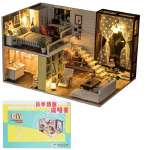 MuMuBoo K&auml;sit&ouml;&ouml;na valmistatud miniatuurikomplekt Jaapani miniatuurm&ouml;&ouml;bliga DIY Puidust Sisaldab LED-muusikat ja tolmukindlat vitriinkatet Nukumaja, Juhised,
