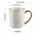 400ml P&otilde;hjamaade stiilis Gold Rim kruus keraamilised kohvitassid Kerge luksus P&auml;rastl&otilde;unatee tass Hommikus&ouml;&ouml;gi kaerahelbe piimatops Paar veetassi 301-400ml valge