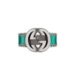 Gucci Double G seeria p&otilde;imitud Double G h&otilde;bedast ehted L&auml;ikiv 925 h&otilde;bedast emailitud s&otilde;rmus Unisex s&otilde;rmused Gem-roheline 645572-J8410-8136 Basic Packaging-Dust Bag+Box,16