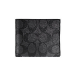 Coach 3-in-1 rahakott 11 Klassikaline Monogramm Kahekordne l&uuml;hike kaetud l&otilde;uendist minir Rahakotid meestele Must Hall CR905-CQBK Gift Box Set (Basic Set+Yellow Box)
