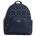 Coach Court 28 Logo T&otilde;mblukuga Sulgemine Kangas Ja Nahast Seljakott Suur Naiste seljakott Tsinine Looduslik CZ778-IMXIA Basic Set (Bag+Dust Bag)