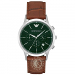 Emporio Armani Renato Suur Roheline Nahk Pruun Meeste Kvarts Kronograaf AR2493 roheline
