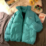 Talvised t&otilde;mblukuga t&auml;navar&otilde;ivad Solid Parkas jakk Naiste Tide Ins Korea versioon V&auml;lisriided lahtised Y2K vabaaja leivapolsterdatud jope mantel S sinine