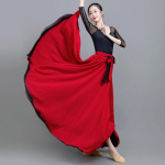 Flamenco seelik naistele Hispaania tantsuseelik k&otilde;hutantsu pikk kleit suurtevoltidega seelik v&auml;rvimuutuv performance mustlasseelik XL red