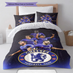 Chelsea FC Mustriga Voodipesu Tekikott Komplekt Tekikott Padjap&uuml;&uuml;r Kodu Dekoratsioon S&uuml;nnip&auml;evakingitus (1 * tekikott + 2 * padjap&uuml;&uuml;ri, ilma s&uuml;damikuta) 135x200cm