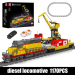 Mould King 12027 puldiga juhitav EMD SD40-2 diiselvedur Tehniline rong ehitusplokkide kokkupanek Auto tellised Laste m&auml;nguasjad yellow