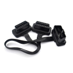 30CM OBDII Pikendus Kahe pistikuga Y-jaotur OBD OBD2 16PIN Mees-Naine &Uuml;hendus Lame+&Otilde;huke nagu nuudel ELM327 black