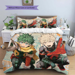 My Hero Academia Deku & Bakugo Tekikate ja Padjap&uuml;&uuml;rid, MHA F&auml;nni Magamistoa Voodipesu, T&auml;iuslik Kingitus.chl 135x200cm