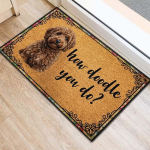 Armas Goldendoodle koer libisemiskindel uksematt, naljaka tsitaadiga esiku p&otilde;randamatt 80x120cm( 31x47in)