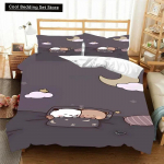 Kawaii Bubu ja Dudu 3D-tr&uuml;kiga Anime Voodipesukomplekt Tekikate Tekk Voodi &Uuml;he Inimese Twin T&auml;is King Queen Suurusega Voodipesukomplekt Lastele 135x200cm