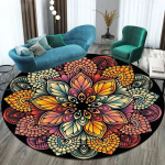 V&auml;rviline boheemlaslik mandala &uuml;mmargune magamistoa tooli p&otilde;randamatt - Jooga meditatsioonivaip vaibad elutuppa 150cm