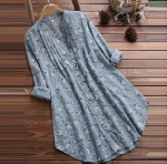 Naiste Vaba L&otilde;ikega Pikkade Varrukatega Tuunika Topid Vabaaja Puuvillased Pluusid S&auml;rgid Suvi S&uuml;gis Elegantne Lilleline Pluus Blusas Pluss Suurus 5XL S roheline